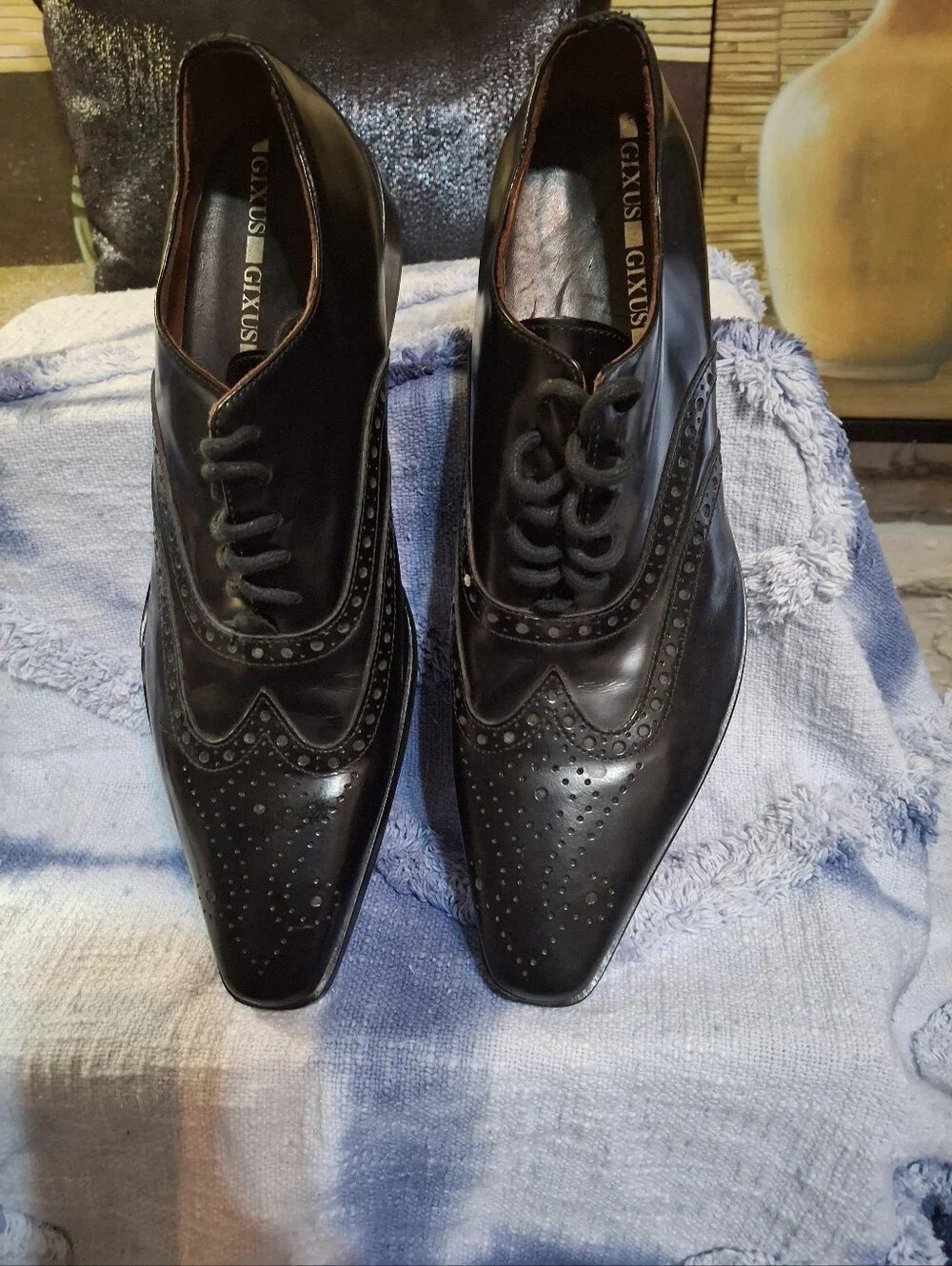 Gxus Black Wingtip Oxford Dress Shoes